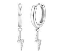 Dochais 14K Chapado en Oro S925 Plata Esterlina Post Earrings Lightweight Drop Dangle Hoop Hipoalergénico Sleeping Earrings Para Mujeres Niñas, Con Charm Coin, Pearl, Lightening, Star, Cross (plata3)