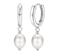 Dochais 14K Chapado en Oro S925 Plata Esterlina Post Earrings Lightweight Drop Dangle Hoop Hipoalergénico Sleeping Earrings Para Mujeres Niñas, Con Charm Coin, Pearl, Lightening, Star, Cross (plata4)