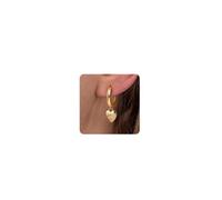 Dochais 14K Chapado en Oro S925 Plata Esterlina Post Earrings Lightweight Drop Dangle Hoop Hipoalergénico Sleeping Earrings Para Mujeres Niñas, Con Charm Earring Gift (pendientes de amor dorados)