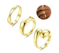 Dochais 3 Piezas De Anillos Oro Para Mujeres, Conjunto Anillo Oro 14 Quilates, Anillos Argent Adjustables Dedo Simple Banda Anillo Argent Abiertos Para Miñas Tamaño De 12 a 20