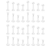 Dochais 32-82 Piezas Retenedores Piercing Acrílico Transparente para Nariz Septum Labio Lengua Pezón Ombligo Oreja Cartílago, Aros Piercing Joyería Plástico para Cirugía Resonancia Magnética