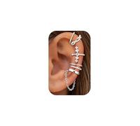 Dochais 5 Piezas Ear Cuff Plata Pendientes Oreja Sin Agujero para Mujere Pendientes Falsos Oreja Mujer Cartilago Helix Pendiente Falsos Ajustables Hipoalergénicos para Mujer Estilo D