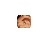 Dochais anillos de oro para mujeres anillos de oro para damas anillos de oro de 14k anillos de oro chapados anillos de oro impermeables anillos apilables para damas,tamaño 9-20