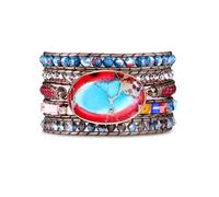 Dochais Boho Pulsera De Piedra Natural, Conjunto De Cuentas De Turquesa Y Cristal Para Mujeres, Joyería Bohemia De Piedras Preciosas (Estilo 3)