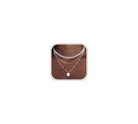Dochais Collar para mujer de plata de ley 925 chapado en capas cadena de plata 925 con colgante de círculo, resistente al agua, larga cadena de plata hipoalergénica, regalo, Plata esterlina