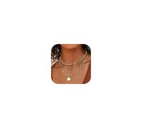 Dochais Collares Multiples para Mujer Superposición Collar Apilable Set de Collares Choker con Colgante Moneda Redonda Joyas de Oro Regalos para Mujeres Niñas