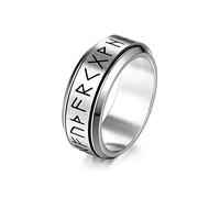 Dochais Hombre de Acero Inoxidable Gira,Anillo Giratorio de Doble Capa,Anillos Banda Giratoria para Aliviar Estrés,Pareja Anillos Plata para Hombre Mujer Unisex (Plata, 14)