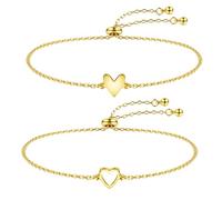 Dochais Pulsera Love oro de 14 quilates para mujer, ajustable plata a juego pulsera de amistad, regalo de cumpleaños, consagración juvenil, perfecta para mujeres y niñas