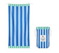 Dock & Bay Toalla de playa, secado rápido, sin arena, compacta, ligera, 100% reciclada, incluye bolsa, azul cielo, extragrande (200 x 90 cm, 78 x 35)