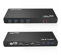 Dock Station, WAVLINK Base de Carga USB-C, 2 X (HDMI+Displayport), 5K y Dual 4K Display, 6xUSB3.0, USB-C, Gigabit Ethernet, Audio&Mic, para Ordenador portátil PC, Compatible con Mac OS y Windows
