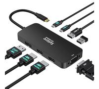 Dock USB C Docking Station USB C Dual Monitor, 8 en 1 HUB USB C Dual HDMI y DisplayPort/VGA, PD 100W, USB C 2.0, 2*USB 2.0, Estación de acoplamiento USB C Multiport para MacBook Dell Lenovo Microsoft