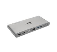 Dock USB-C, Triple Pantalla - 4K HDMI/DisplayPort, VGA, USB 3.2 Gen 1, Hub USB-A/USB-C, GbE, Carga PD de 100W, Cables de alimentación internacionales