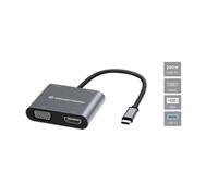 Dock USB Conceptronic DONN16G 1x USB-A 1x USB-C HDMI 4K VGA PD 100W Gris Aluminio