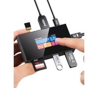 DOCKCASE 7IN1 USB Hub ChronosBox para Fotógrafos - SD & microSD UHS-II 312 MB/s, SSD NVMe M.2 2230/2242 10 Gbps hasta 2 TB, PD 100 W, USB-A & USB-C 10 Gbps, HDMI 4K@120 Hz, Pantalla Táctil 1,90″