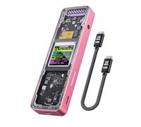 DOCKCASE Explorer Edition Smart Carcasa SSD M2 NVMe, 10s Power Loss Protection, Detección de Vida Útil del Disco, Puertos Dobles Tipo-C USB-C 3.2 10 Gbps Que Admiten SSD NVMe, hasta 4TB, Rosa