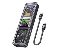 DOCKCASE Explorer Edition Smart Carcasa SSD M2 NVMe, 10s Power Loss Protection, Detección de Vida Útil del Disco, Puertos Dobles Tipo-C USB-C 3.2 10 Gbps Que Admiten SSD NVMe, hasta 4TB, Negro