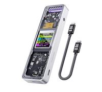 DockCase Explorer Edition Smart Carcasa SSD M2 NVMe, 10s Power Loss Protection, Detección de Vida Útil del Disco, Puertos Dobles Tipo-C USB-C 3.2 10 Gbps Que Admiten SSD NVMe, hasta 4TB, Plata