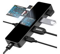DOCKCASE Smart Hub USB C (7 en 1 con pantalla HD) con HDMI 4K@60Hz, Power Delivery (PD) 100W, 3 USB-A 3.0 puertos, lector de tarjetas SD/TF, adaptador USB C compatible con MacBook Pro/Air, Dell XPS
