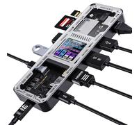 Dockcase Smart USB-C Hub 10 en 1 Explorer Edition, Doble Pantalla 4K@60Hz, PD 3.0 100W, Ethernet RJ45, 2 USB 3.2, 2 USB 2.0, UHS-II TF/SD, Base USB C para MacBook Pro/Air, Dell XPS