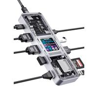 DOCKCASE Smart USB C Hub Dual HDMI 10-in-1 Dockingstation, 2 Monitore 4K HDMI Adapter für MacBook, Windows Laptop, 100W PD, 10Gbps USB-A/C, Gigabit Ethernet, SD/TF Kartenleser - Silber