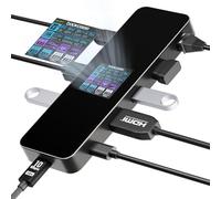 DOCKCASE Visivo Smart USB C Hub (8 en 1) con HDMI 4K@60Hz, Carga PD 100w, Gigabit Ethernet, 2 USB-A 3.2, 2 USB-A 2.0, 1 puerto de datos USB-C, adaptador multipuerto para MacBook Pro/Air, Dell XPS
