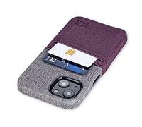 Dockem Funda Tipo Billetera para iPhone 13 con Placa de Metal Integrada para Montaje Magnético & 2 Ranuras para Tarjetas de Crédito: Luxe M2, Cuero Sintético Estilo Lona (6,1", Granate y Gris)