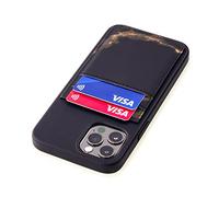 Dockem iPhone 12 y 12 Pro Funda Tipo Billetera M2T Estilo Mármol: Placa de Metal Invisible Incorporada para Montaje Magnético con 2 Ranuras para Tarjetas en Cuero Sintético (Negro/Dorado)