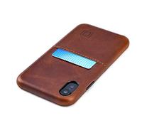 Dockem iPhone XR Funda Cartera: Cuero Genuino Funda Tarjetero Slim con Placa de Metal Integrada para Soporte Magnético: Virtuosa M1 [Marrón]