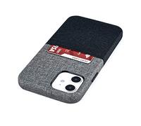 Dockem Luxe M1 Funda Tipo Tarjetera para iPhone 12 y iPhone 12 Pro: Placa de Metal Incorporada para Montaje Magnético con Tarjetero de Cuero Sintético Estilo Lona: Serie M [Negro y Gris]