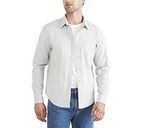Dockers Camisa Casual de Manga Larga para Hombre de Ajuste Regular (Regular y Grande y Alto), Gris Metalizado, Extremo en Extremo (Oxford), Large