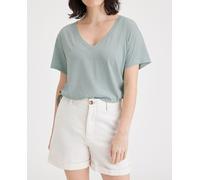 Dockers Camiseta de mujer cuello pico. Verde Agua 38 (S)