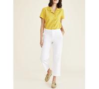 Dockers Pantalón chino de mujer con cintura alta pierna ancha y largo hasta el tobillo Tejido ligero de algodón y lino. Blanco 36/26