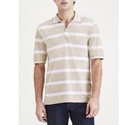 Dockers Polo de hombre con rayas beige y blancas, slim fit. Beige L