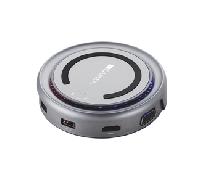 Docking Station Canyon 6 en 1 Universal 1xHDMI 4K 1xVGA 1xUSB3 PD 100W 1xUSB2 1xUSB TypeC Qi LED carga inalámbrica CNDSTDS07DG