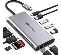 Docking Station, Hub USB C, 12 en 1, Triple Display con 2HDMI, 1 Puerto DP, 4 Puertos USB, Gigabit Ethernet, Puerto de Carga PD de 100W, Ranuras SD/TF compatibles con Macbook y Dispositivos USB C