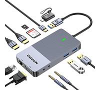 Docking Station, QGeeM USB C Hub 3.0 to Dual HDMI VGA Adapter,Triple Display for Dual Monitor Compatible with MacBook,DELL,HP,ThinkPad, and All USB C Dock Laptop