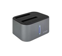 TOOQ TQDS-805G - Base de Conexión Docking Station con Doble Bahía SATA para Discos de 2.5" y 3.5", USB 3.0 / USB 3.1 Gen1, Compatible con USB 2.0, Función Clone Offline, Color Gris