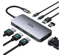 Docking Station USB C 2 HDMI DP VGA 8 en 1 Adaptador Hub para Monitores Múltiples para Computadora Portátil con Doble 4K HDMI DP VGA PD100W USB 2.0 USB C Datos para DELL Lenovo Yoga Thinkpad Huawei