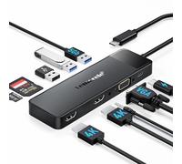 Docking Station USB C 3*Display -10 en 1, Lemorele Hub USB C Dual Monitor con 2 HDMI 4K, VGA, Audio, 3 USB 3.0/2.0, PD 100W, SD/TF, USB C Docking Station a MacBook/DELL/Windows/HP/Surface