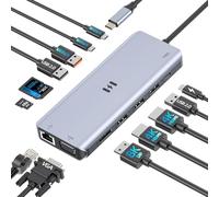 Docking Station USB C - 6 en 1, HUB USB C 2 HDMI, 8K DisplayPort VGA, RJ45, SD/Micro SD, USB A/C 3.1, 10 Gbit/s, PD 100 W, Macbook Docking Station para MacBook/DELL/HP/Surface/Lenovo