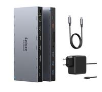 Docking Station USB C Con Fuente de Alimentación de 65 W Triple Display - Hub Con 4K Dual HDMI, DP, 100 W PD, Ethernet, 10 Gbps USB 3.1, 3 USB 3.0, SD/TF, Audio/Micrófono