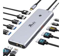 Docking Station USB C Estación de Acoplamiento USB C con Triple Pantalla 13 en 1 Hub 10 G, Adaptador Dual HDMI, DisplayPort, USB 3.1, USB3.0, USB 2.0, RJ45 Ethernet, 100 W PD