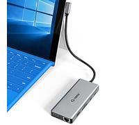 Docking Station, USB C Hub, TOTU 12 in 1 Surface Pro Docking Station with 4K HDMI, Ethernet, VGA, 92W PD, USB-C 3.0 and 2 USB 3.0 for MacBook Pro Air and Type-C Laptops with Thunderbolt 3 or 4, Grey