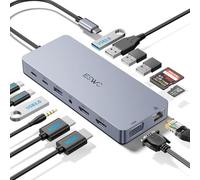 Docking Station USB C, JESWO 14 en 1 Dock USB C a Dual HDMI, VGA, Ethernet, Mulit USB 3.0&2.0, 100W PD, Type-C Data, SD/TF, AUX Jack para Windows 11, 10, Mac OS y iPad OS