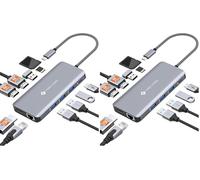 Docking Station USB C, NOVOO 11 en 1 Hub USB C, Triplo Display con 2 HDMI 4K@60 Hz, DP 8K@120Hz, RJ45 Ethernet, 4 Puertos USB, 100W PD, Tarjeta SD/TF y Adaptador para MacBook/DELL/HP/Surface/Lenovo
