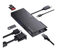 Docking Station, WAVLINK Dock Station de Viaje Portátil 9 en 1 con HDMI 4K, VGA 1080P, 2xUSB 3.0 5Gbps, Lector de Tarjetas SD/TF Desmontable, RJ45, para Mac/Windows/Android/Chrome