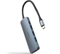Hub nanocable usb - c 5 en 1 conversor usb - c 3.1 a 3xusb - a 3.0 + usb - c pd + hdmi aluminio gris 18 cm