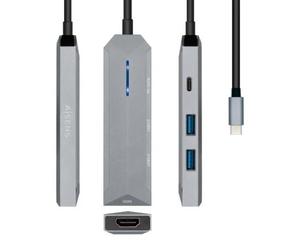 Docking USB Tipo-C Aisens ASUC-4P002-GR/ 1xHDMI 4K/ 2xUSB/ 1xUSB Tipo-C PD/ Gris