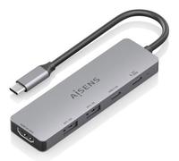 Docking USB Tipo-C Aisens ASUC-5P028-GR/ 1xHDMI/ 2xUSB/ 2xUSB Tipo-C/ 1xUSB Tipo-C PD/ Gris