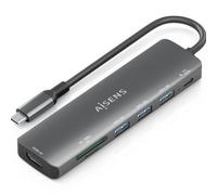 Docking USB Tipo-C Aisens ASUC-7P025-GR/ 1xHDMI/ 3xUSB/ 1xUSB Tipo-C PD/ 1xLector Tarjetas/ Gris